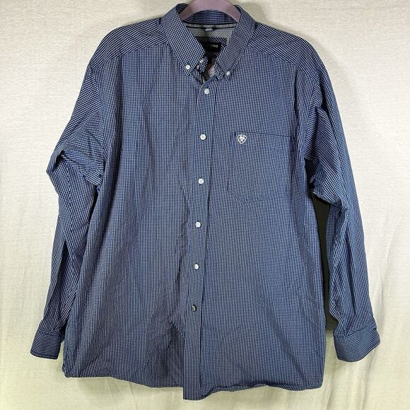 Ariat Other - Ariat Pro Series Fitted Long Sleeve Blue Plaid Button down Shirt Men Large